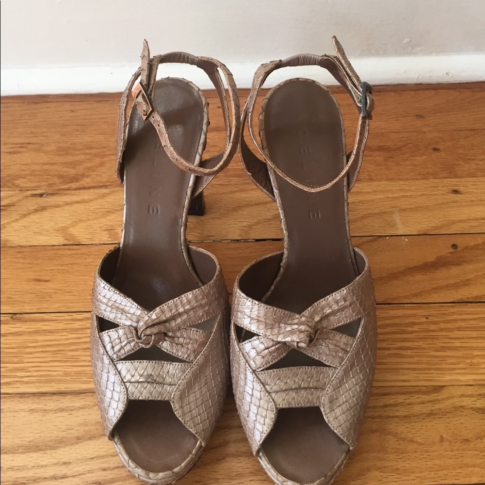 Celine iridescent snakeskin knot sandals