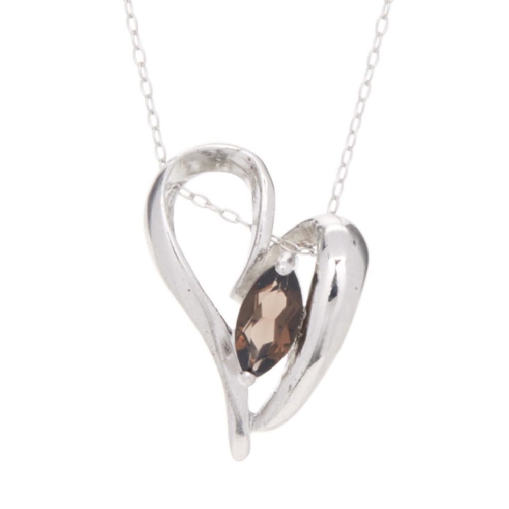 Quartz & Sterling Silver Heart Pendant Necklace