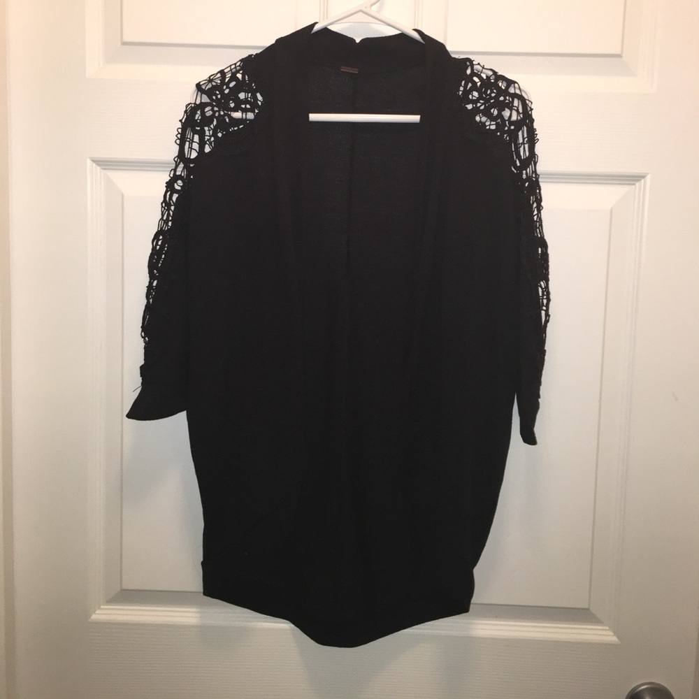 Black cardigan with lace sleeves