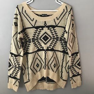 Aztec High-Low Cream and Black Sweater