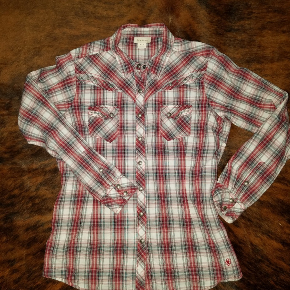 Ariat Western long sleeve plaid cowgirl shirt XL