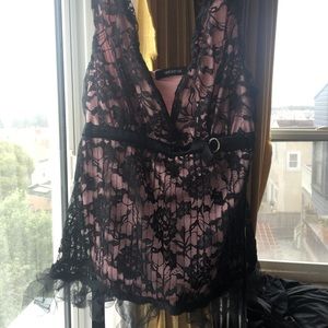 Black lace with pink top