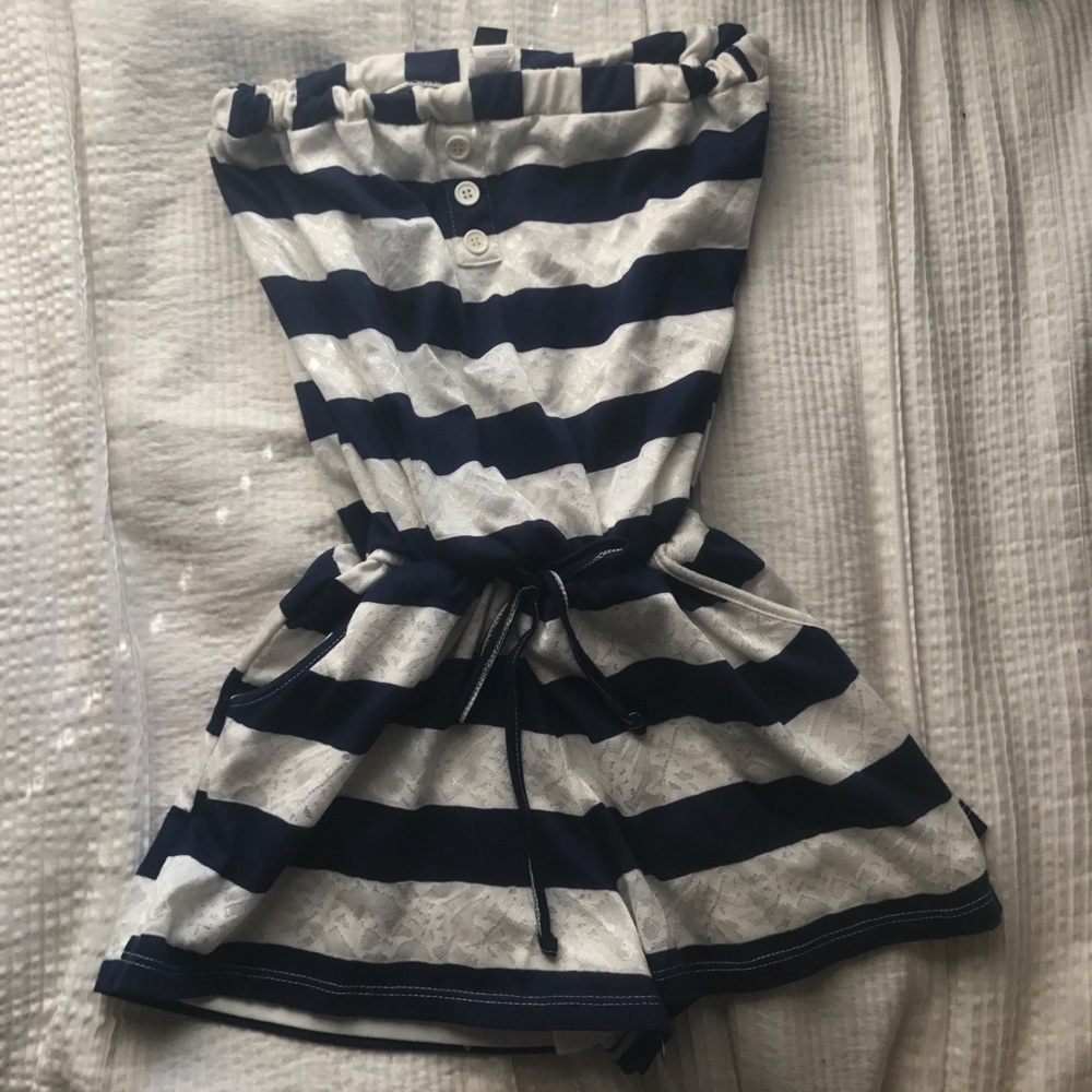Blue and Off-white lace romper!