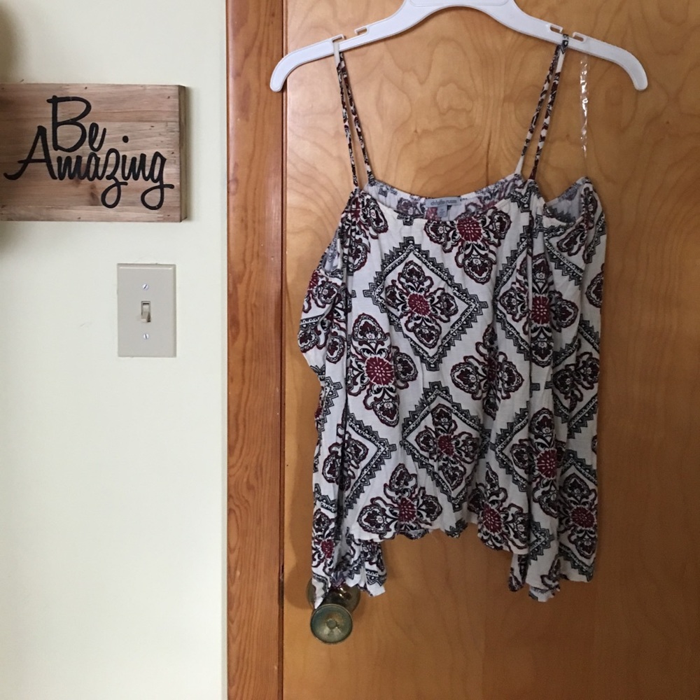 Off the shoulder patterned flowing shirt