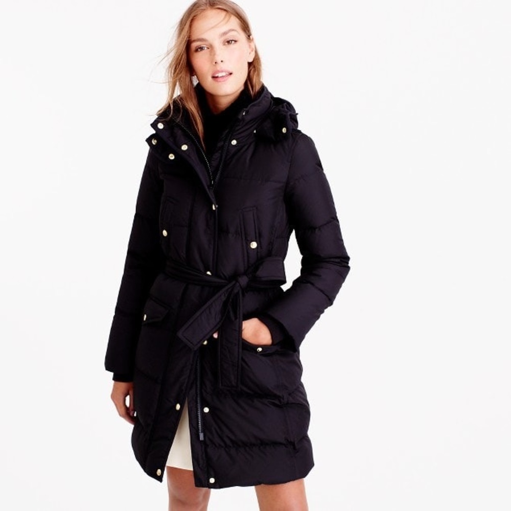 J. Crew Long Down Puffer Coat Black Size Small - Picture 1 of 8