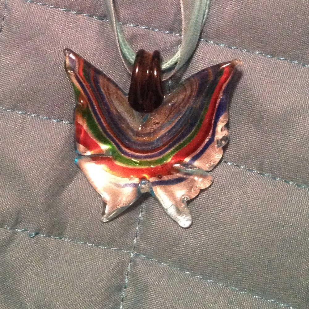 Glass butterfly necklace