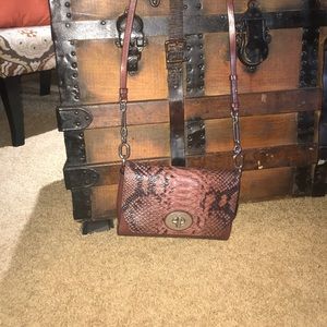 Burgundy cross body with snake skin detail