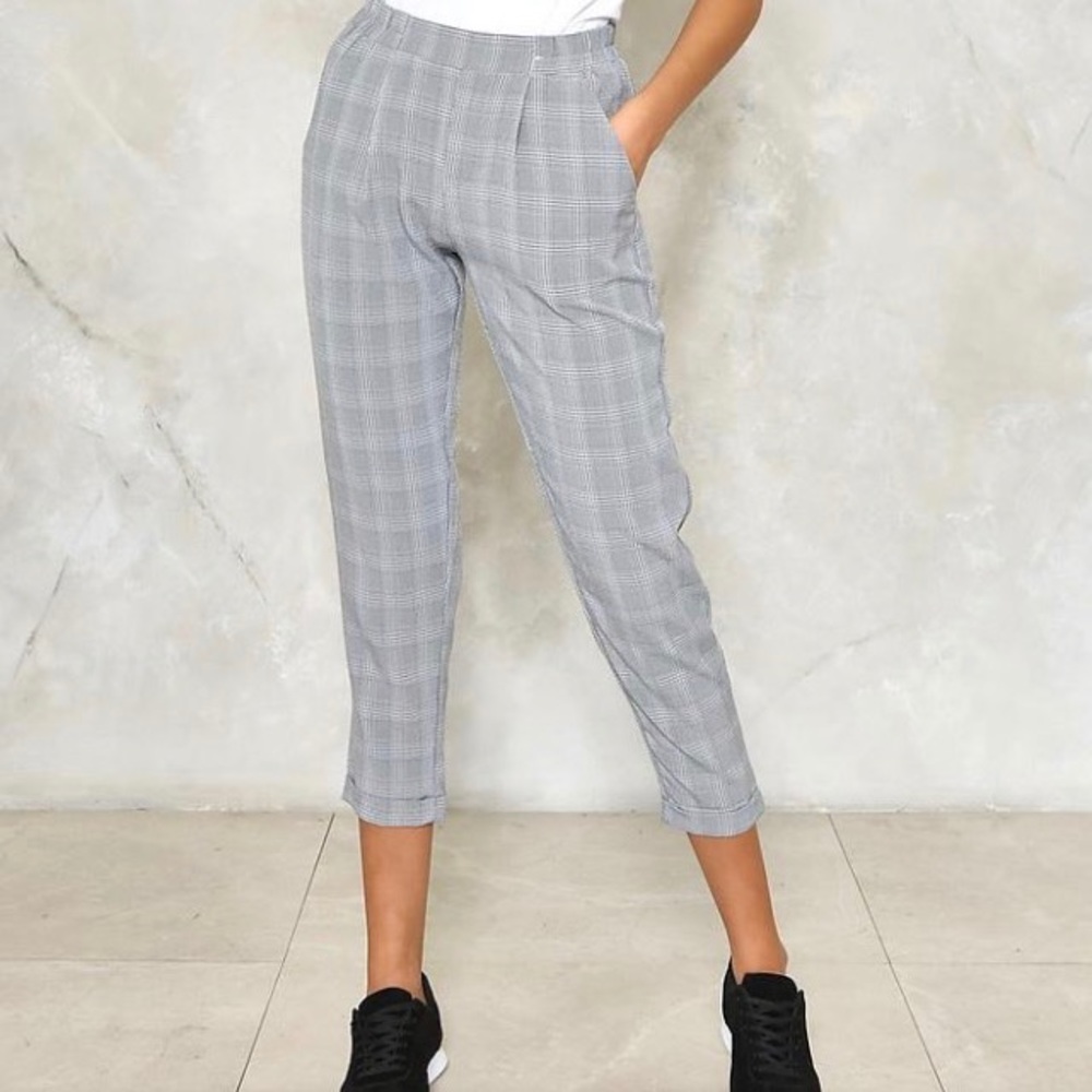 Nasty Gal check mate cropped trousers