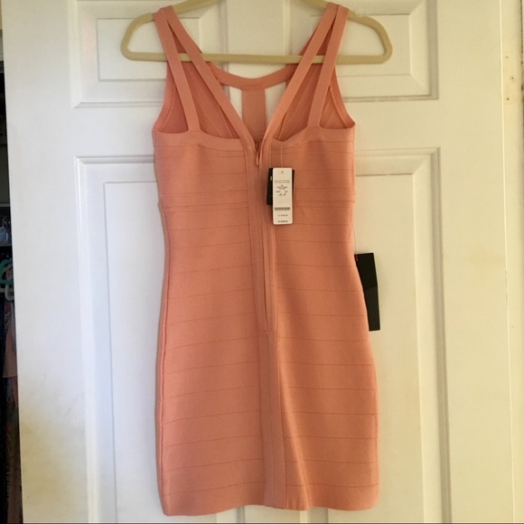 Bebe Pink Coral Bandage body con dress - Picture 2 of 5