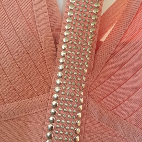 Bebe Pink Coral Bandage body con dress - Picture 3 of 5