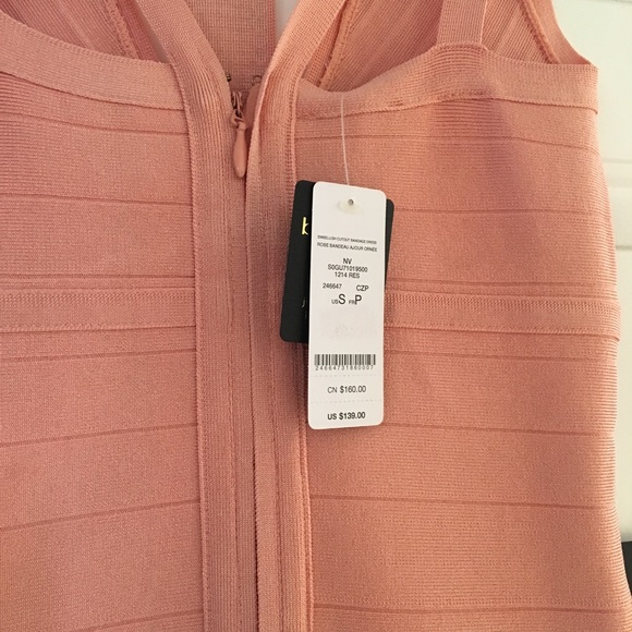 Bebe Pink Coral Bandage body con dress - Picture 4 of 5