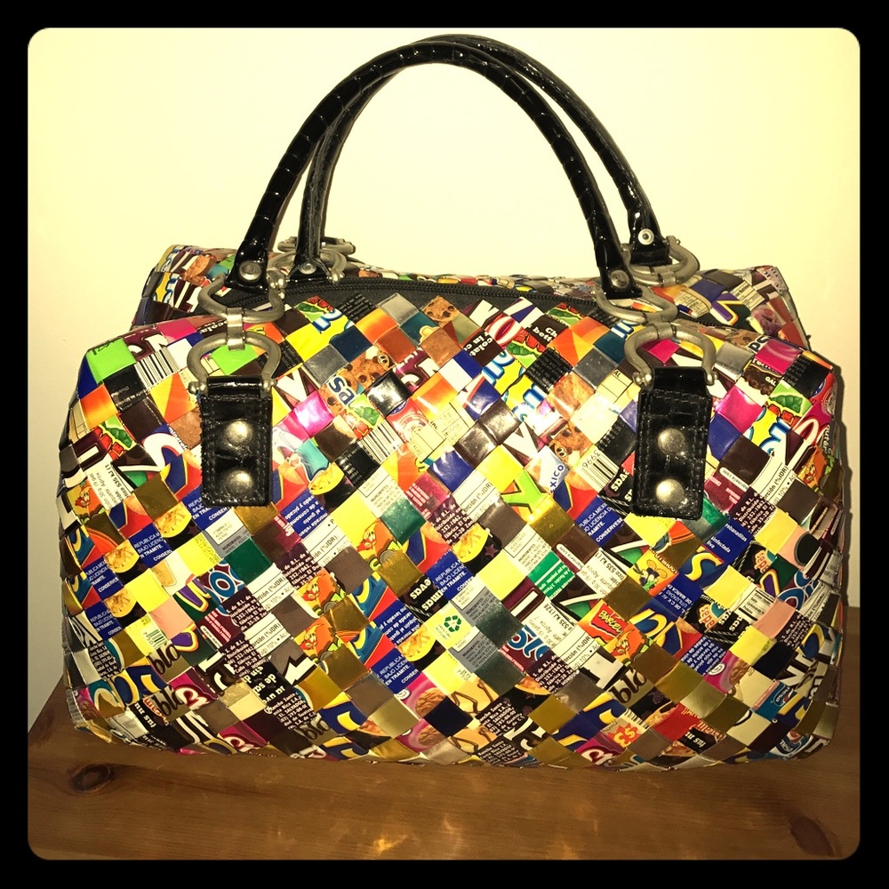 Handbag made from recycled candy wrappers!