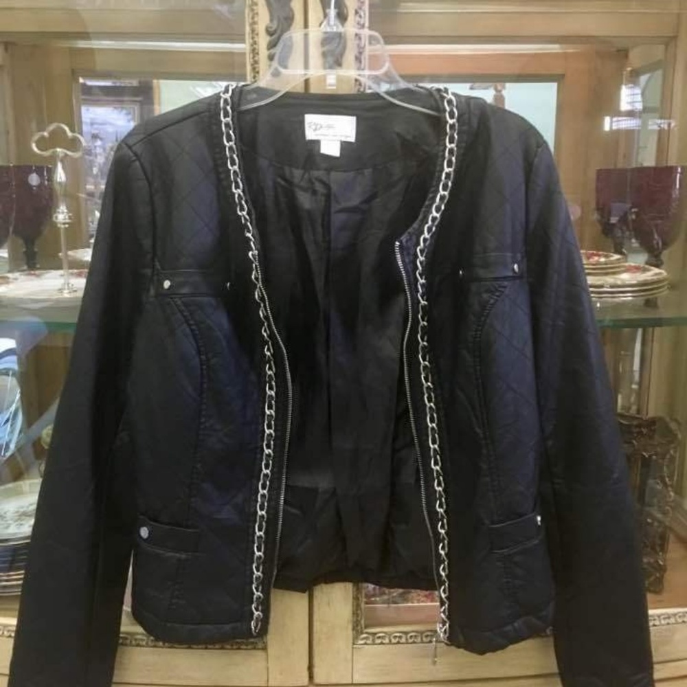 *SOLD* RD Style Black Faux Leather Zippered Jacket