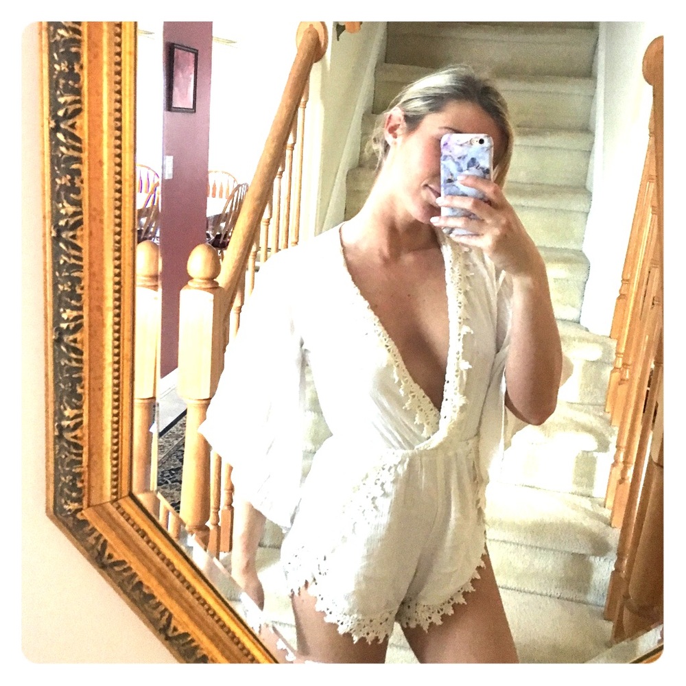 Lace white romper