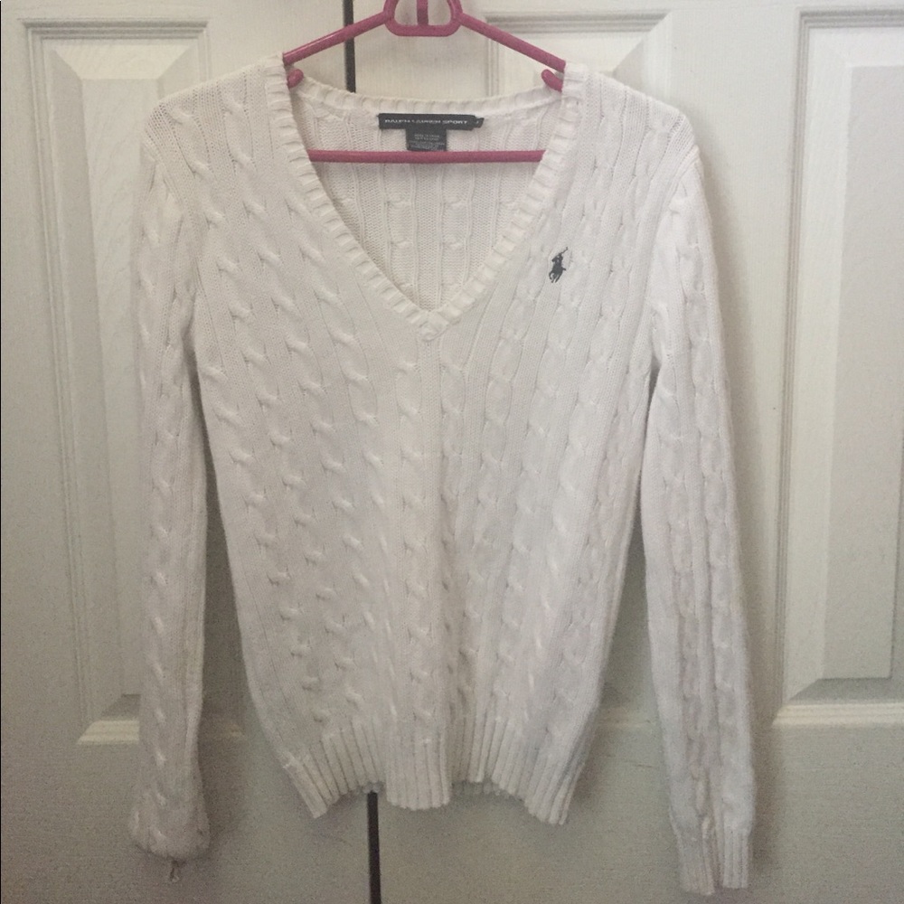 RALPH LAUREN-Women's M White Wool Sweater