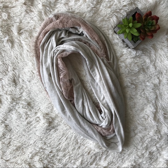 aerie Accessories - [Aerie] Oatmeal Infinity Scarf with Pink Lace