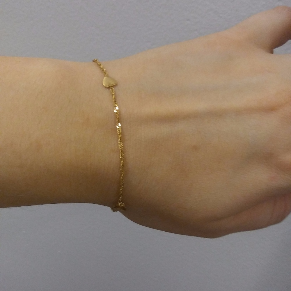 ON HOLD 14K Solid Gold Heart Bracelet ITALY
