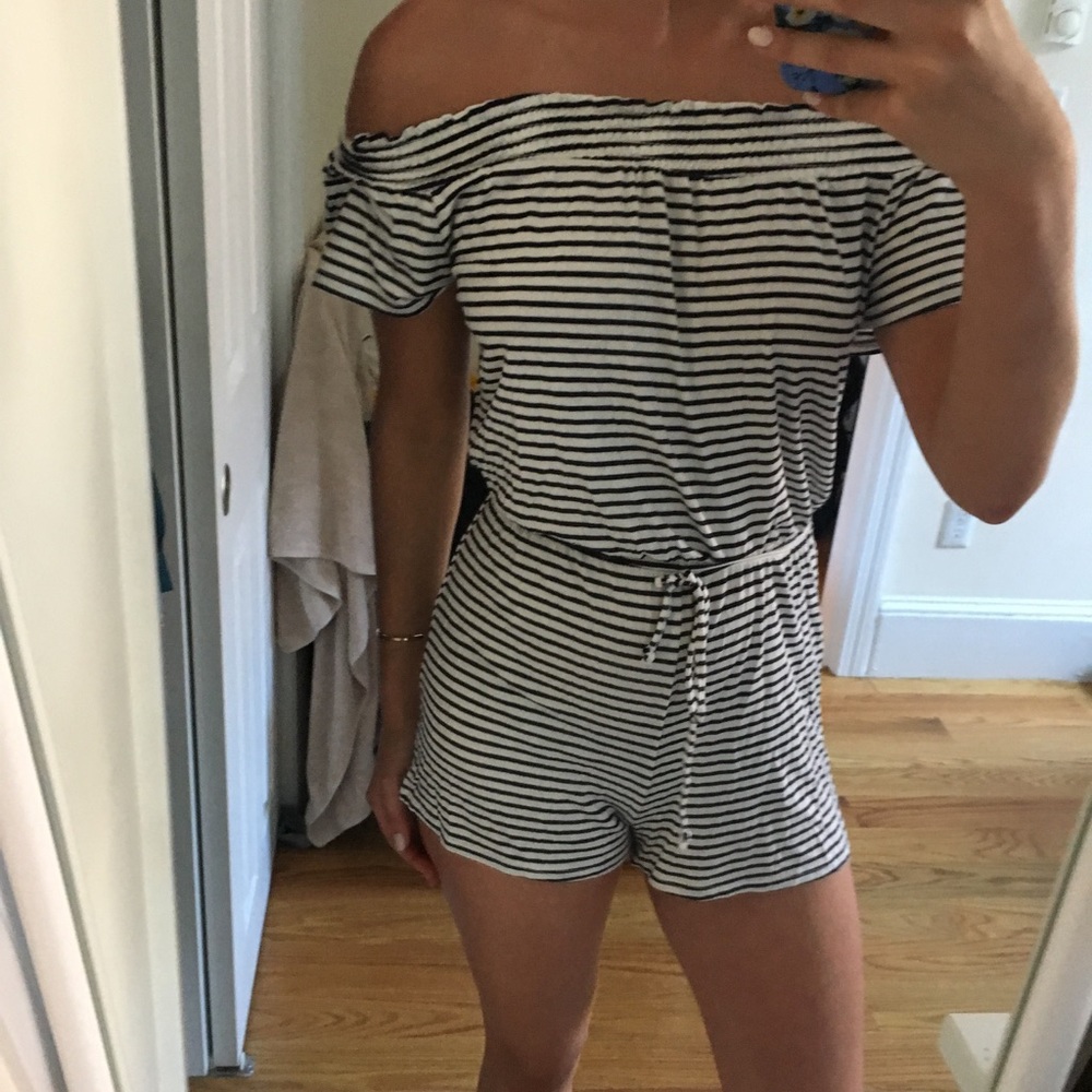 LA hearts striped romper/beach coverup