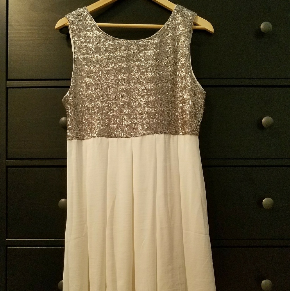 Silver & White Sequined Dress