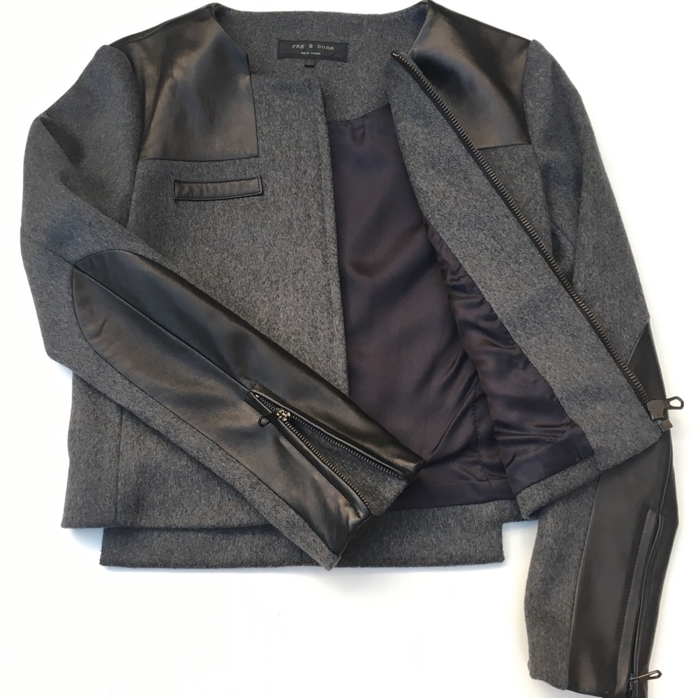 rag & bone wool jacket with leather trim
