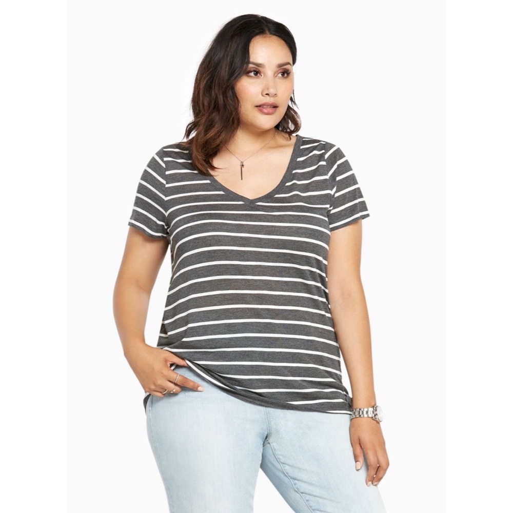 Torrid SIZE 3 Striped V Neck Tee