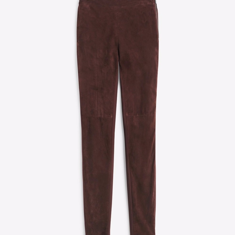 Coffee brown suede leather leggings pants - Picture 7 of 7