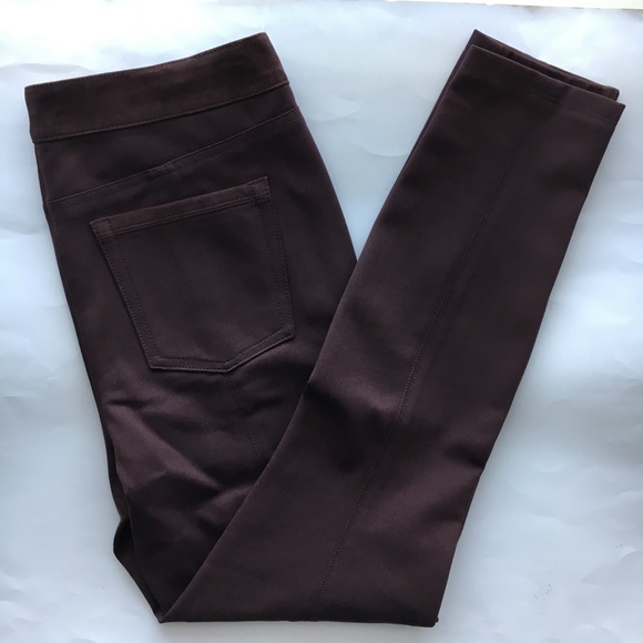 Coffee brown suede leather leggings pants - Picture 3 of 7