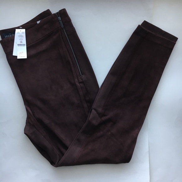 Coffee brown suede leather leggings pants - Picture 6 of 7