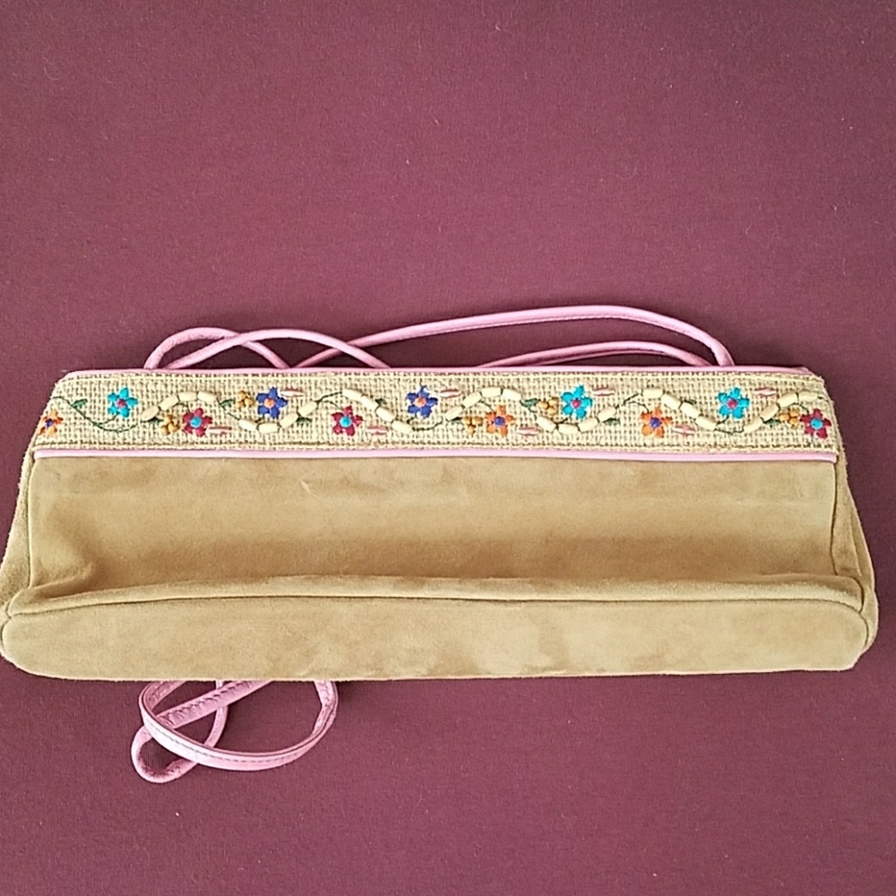 Aldo suede beaded clutch