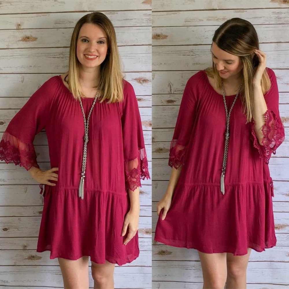 ❌ SOLD OUT ❌ Burgundy and Lace Dress - Picture 2 of 2