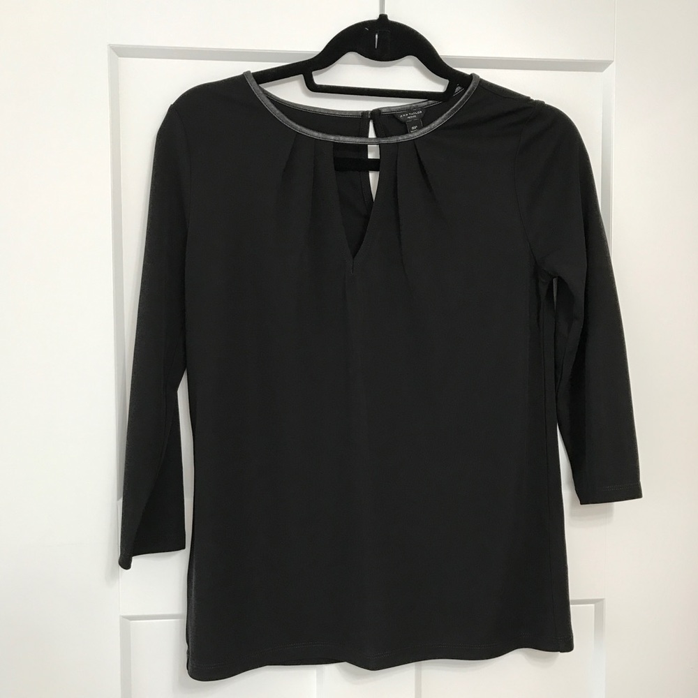 Black Keyhole Leather Trim Top