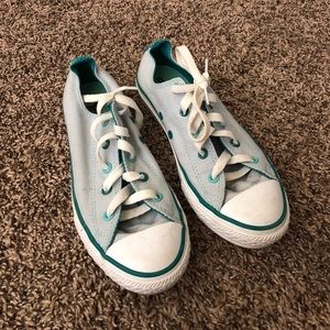 Blue and green trimmed Converse