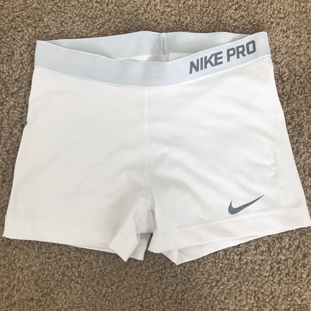 White Nike Pro Compression Shorts