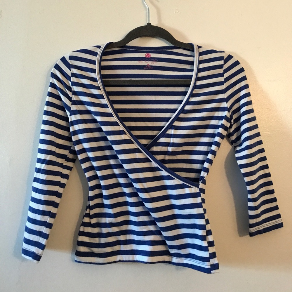 Striped Yoga Wrap Top