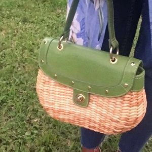 Bags - Straw handbag with green details Bags - Straw handbag with green details