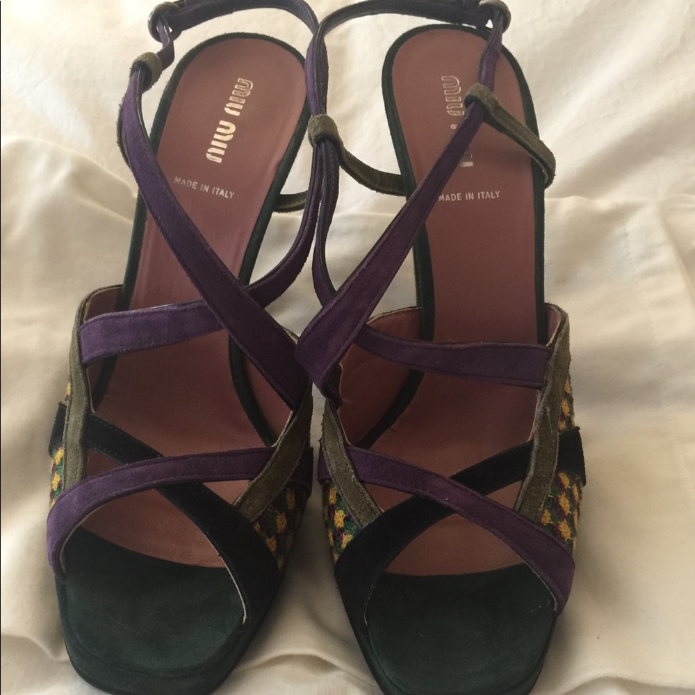 New Miu Miu Suede Calzature Donna Fantasia Sandals