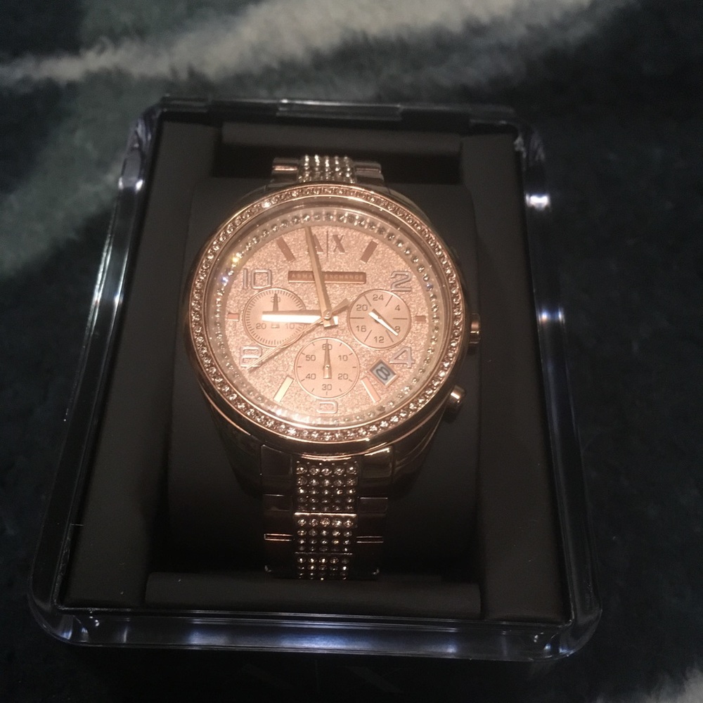 Armani Exchange women's rose gold watch
