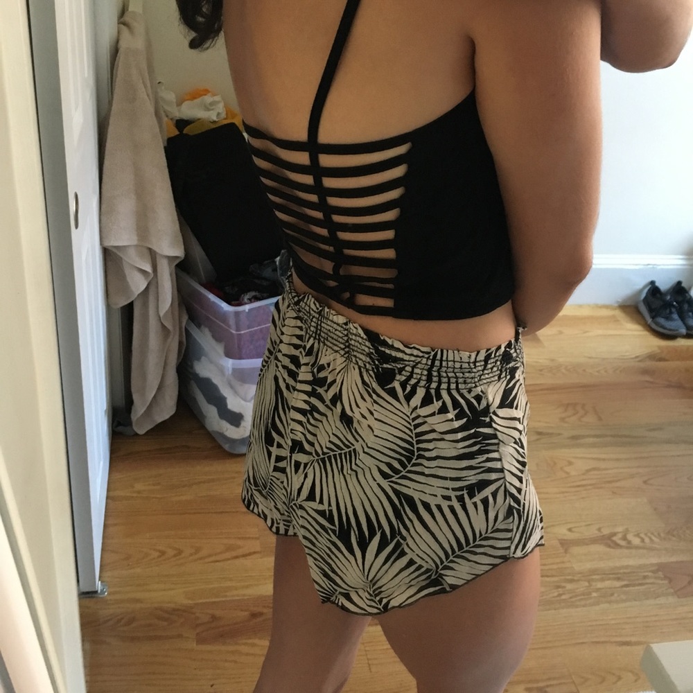 Brandy Melville black cage back crop top