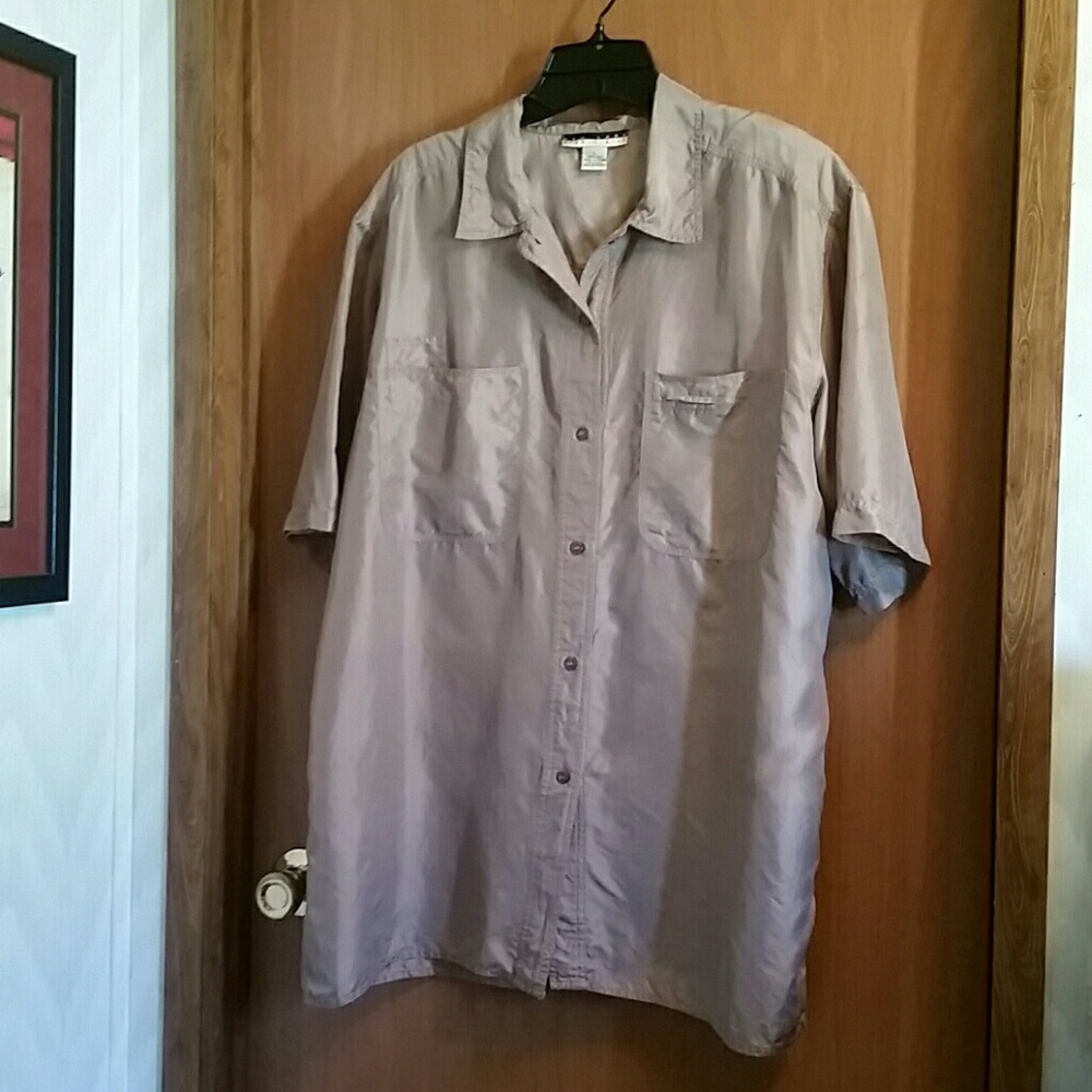 Sinfully Soft Taupe New York Studio Silk Top Shirt