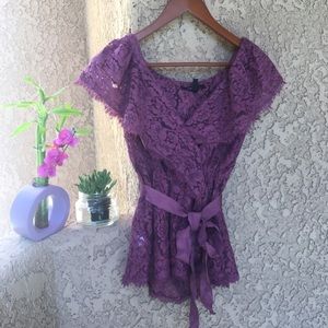 BCBGMAXAZRIA Plum Lace Blouse BCBGMAXAZRIA Plum Lace Blouse
