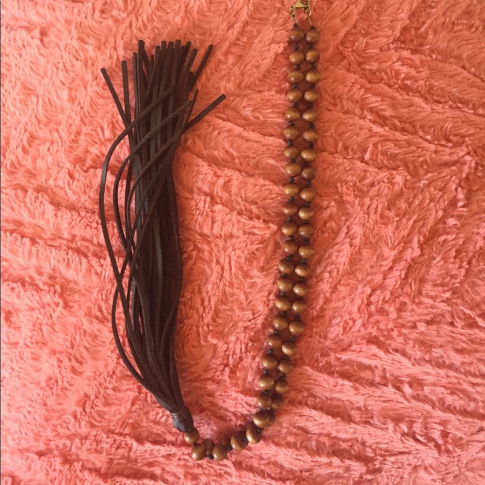 Long brown tassel necklace