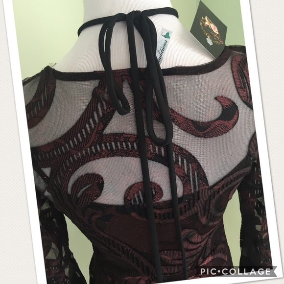 Burgundy & Black romantic dress - Picture 3 of 4