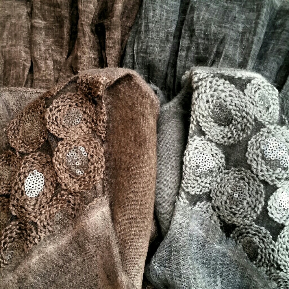 🌸 SALE ENDS SUN 🌸NEW Gray Wool Blend Star Print Dress with Ruffle Hem Slip - Picture 8 of 11