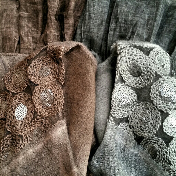 🌸 SALE ENDS SUN 🌸NEW Gray Wool Blend Star Print Dress with Ruffle Hem Slip - Picture 8 of 11