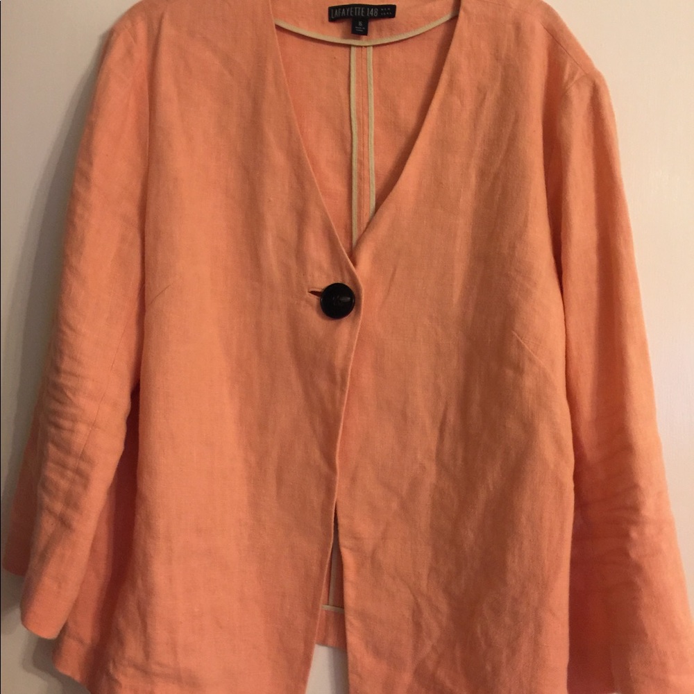 Lafayette 148 size 16 peach 100% linen jacket
