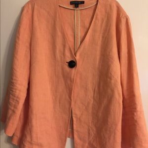 Lafayette 148 size 16 peach 100% linen jacket