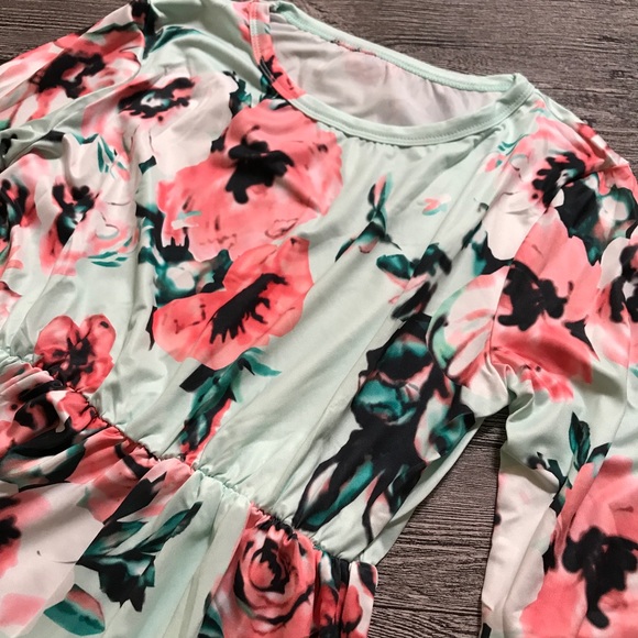 B2G1♦️Floral Long Sleeve Maxi Dress Green - Picture 3 of 5