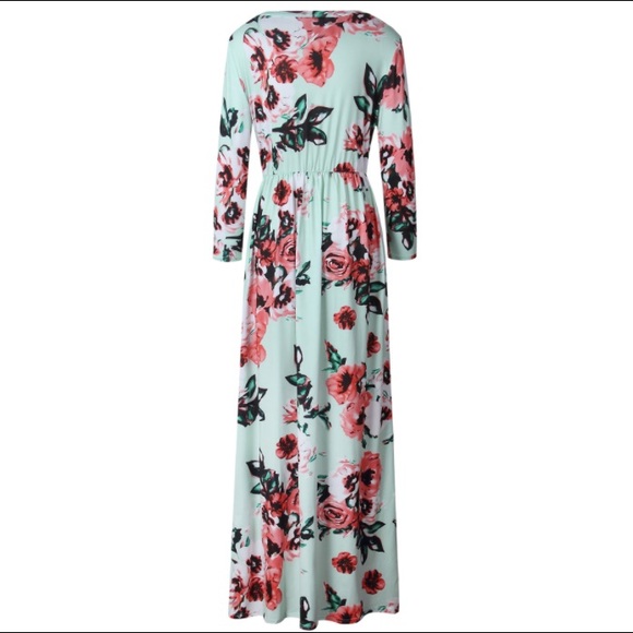 B2G1♦️Floral Long Sleeve Maxi Dress Green - Picture 4 of 5