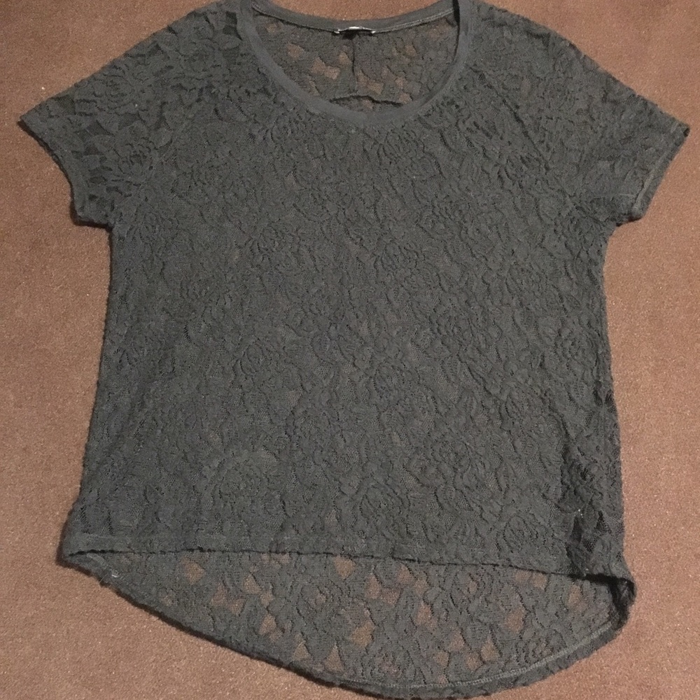 Express high-lo lace top
