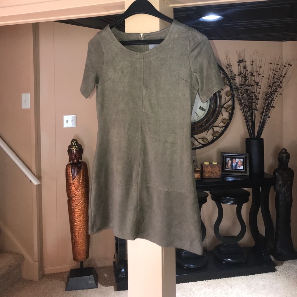 Army green suede like Dress